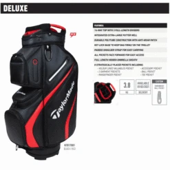 TAYLORMADE DELUXE GOLF CART TROLLEY BAG – RED / BLACK -Quality Golf Equipment Store TMDINFO 600x600 1