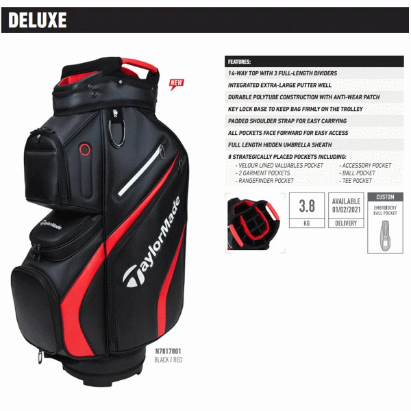 TAYLORMADE DELUXE GOLF CART TROLLEY BAG – BLACK / BLUE 5 TAYLORMADE DELUXE GOLF CART TROLLEY BAG – BLACK / BLUE - Image 3