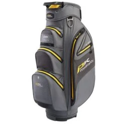 POWAKADDY DRI-TECH 14 WAY WATERPROOF GOLF CART TROLLEY BAG – GUN METAL / YELLOW