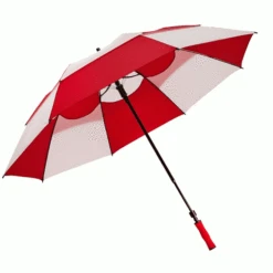BAGBOY 62” VENTED DUAL CANOPY EXTENDING HANDLE GOLF UMBRELLA – RED